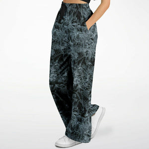 black and white flared joggers with pockets left side