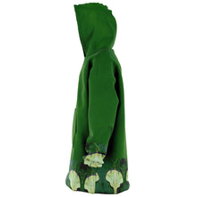 Load image into Gallery viewer, kelly green hoodie blanket with sleeves left side