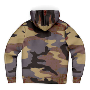 Sherpa fleece camo hoodie with zipper and pockets - back