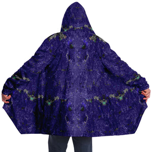 Fleece hooded cloak on man - back open wide