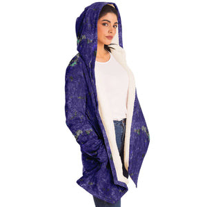 Fleece hooded cloak on female right side