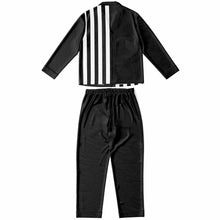 Load image into Gallery viewer, White Stripe Black Satin Pajamas