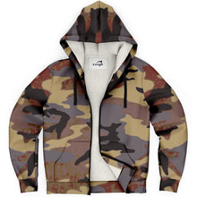 Load image into Gallery viewer, Sherpa fleece camo hoodie with zipper and pockets