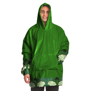 kelly green hoodie blanket with sleeves front