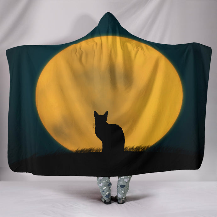 Harvest Moon Cat Hooded Blanket