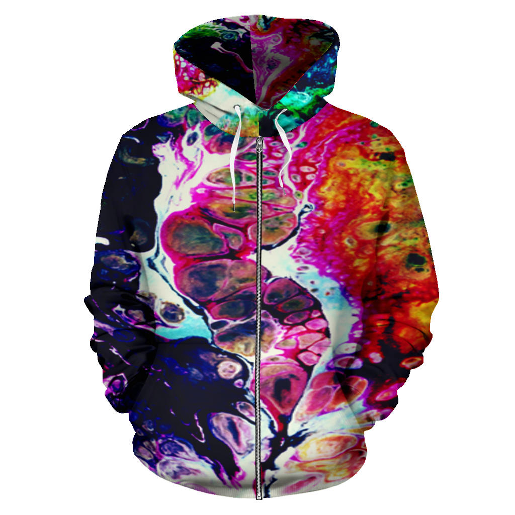  Abstract paint zip hoodie front