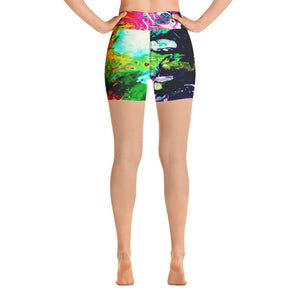 abstract  paint yoga shorts back