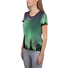 Load image into Gallery viewer, Aurora Borealis Women&#39;s Athletic T-shirt