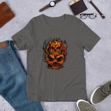 Load image into Gallery viewer, Skulls on Fire Unisex Eco T-Shirt