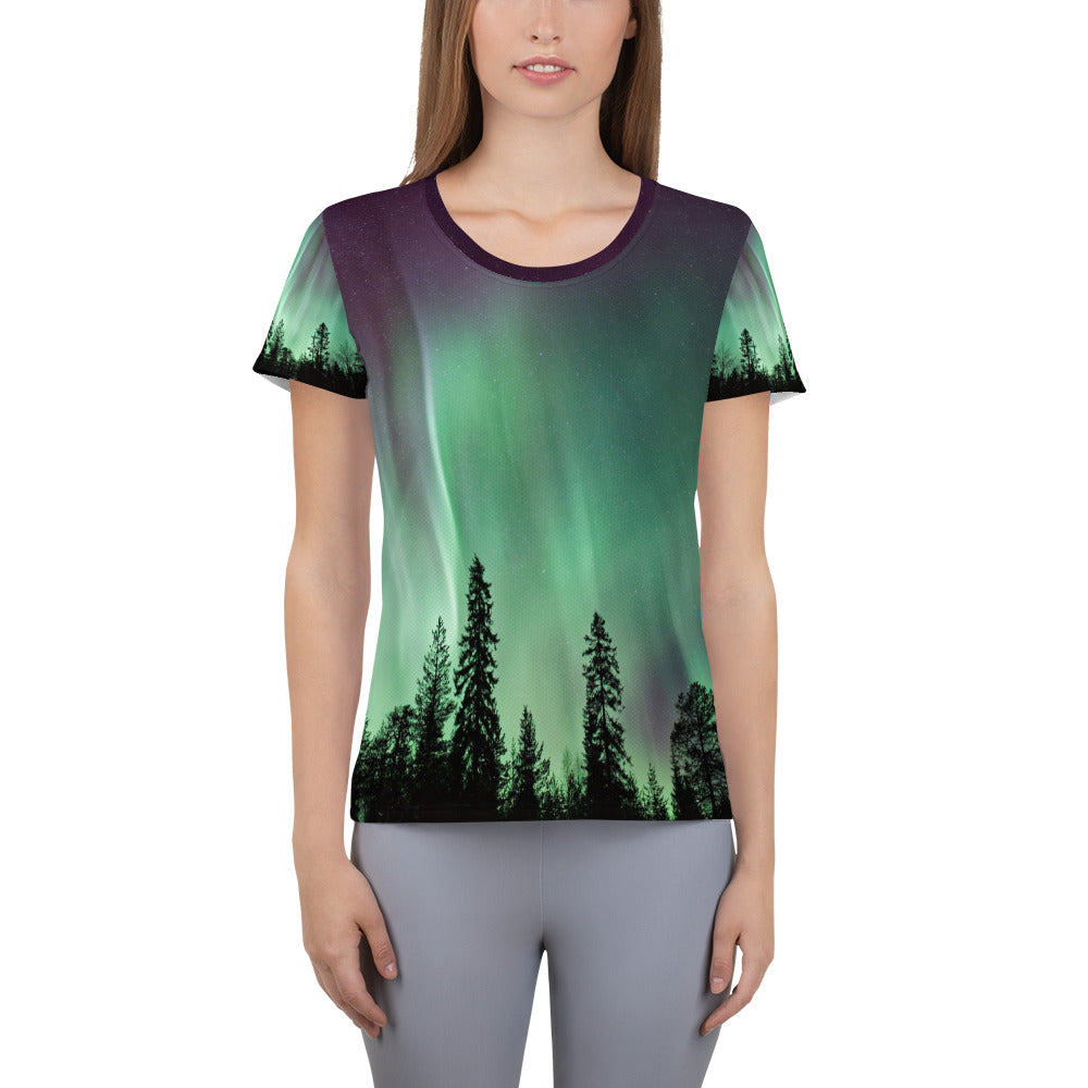Aurora Borealis Women's Athletic T-shirt