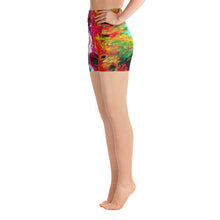 Load image into Gallery viewer, abstract  paint yoga shorts left side
