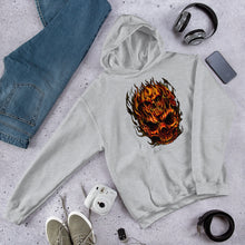 Load image into Gallery viewer, Skulls on Fire Unisex Hoodie