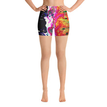 Load image into Gallery viewer, abstract  paint yoga shorts front