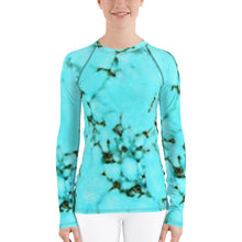 Load image into Gallery viewer, Turquoise Women&#39;s Rash Guard with UV Protection