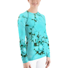 Load image into Gallery viewer, Turquoise Women&#39;s Rash Guard with UV Protection
