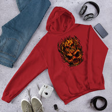 Load image into Gallery viewer, Skulls on Fire Unisex Hoodie