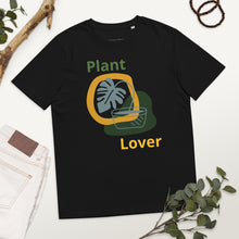 Load image into Gallery viewer, organic cotton t-shirt with potted plant - black