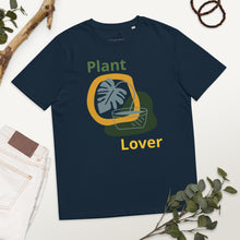 Load image into Gallery viewer, organic cotton t-shirt with potted plant - navy